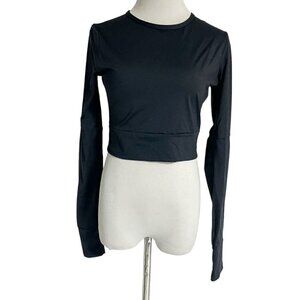Prana Small Long Sleeve Black Cropped Tee Shirt